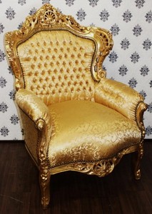 Casa Padrino Sillón Barroco King Estampado Dorado / Oro - 120 x 85 x 85 cm - Mueble de Estilo Antiguo de Lujo Casa Padrino Sillón Barroco King Estampado Dorado / Oro - 120 x 85 x 85 cm - Mueble de Estilo Antiguo de Lujo