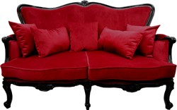Casa Padrino Luxury Canapé Baroque Bordeaux / Noir - Mobilier Baroque de Luxe - Fabriqué en France - Mobilier pour Restaurant - Collection Luxury