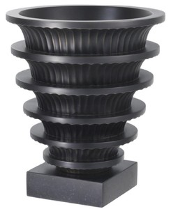 Casa Padrino luxury brass vase with granite base bronze / black Ø 19 x H. 22.3 cm - Living Room Deco