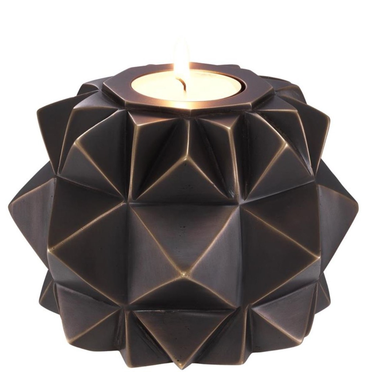 Casa Padrino portacandele in ottone di lusso bronzo Ø 13 x H. 9 cm - Accessori Decorativi