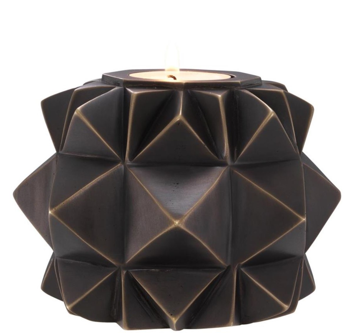 Casa Padrino portacandele in ottone di lusso bronzo Ø 13 x H. 9 cm - Accessori Decorativi