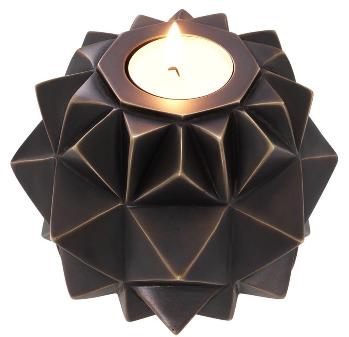 Casa Padrino portacandele in ottone di lusso bronzo Ø 13 x H. 9 cm - Accessori Decorativi