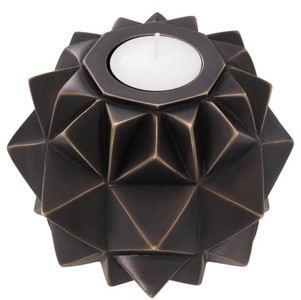 Casa Padrino Luxus Messing Teelichthalter Bronze Ø 13 x H. 9 cm - Deko Accessoires