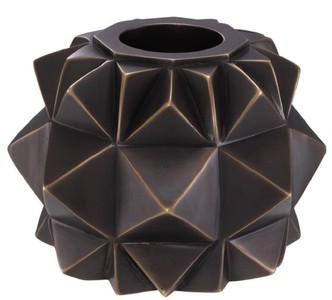 Casa Padrino Luxus Messing Teelichthalter Bronze Ø 13 x H. 9 cm - Deko Accessoires