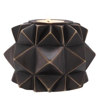 Casa Padrino Luxus Messing Teelichthalter Bronze Ø 13 x H. 9 cm - Deko Accessoires