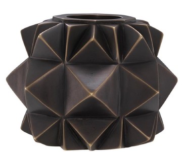Casa Padrino Luxus Messing Teelichthalter Bronze Ø 13 x H. 9 cm - Deko Accessoires