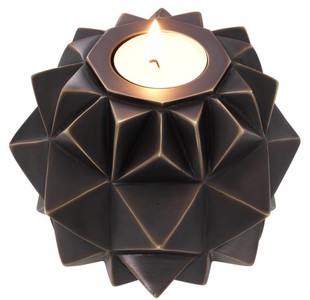 Casa Padrino Luxus Messing Teelichthalter Bronze Ø 13 x H. 9 cm - Deko Accessoires