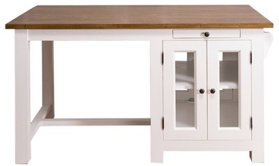 casa padrino landhausstil massivholz schrank küchenschrank kücheninsel arbeitsplatte 4 glastüren und 2 schubladen küchenmöbel