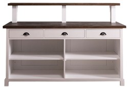 Casa Padrino comptoir de bar de style campagnard avec 3 tiroirs blanc / brun foncé 180 x 68 x H. 120 cm - Mobilier de Style Campagnard