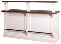 Casa Padrino comptoir de bar de style campagnard avec 3 tiroirs blanc / brun foncé 180 x 68 x H. 120 cm - Mobilier de Style Campagnard