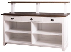Casa Padrino comptoir de bar de style campagnard avec 3 tiroirs blanc / brun foncé 180 x 68 x H. 120 cm - Mobilier de Style Campagnard