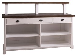 Casa Padrino comptoir de bar de style campagnard avec 3 tiroirs blanc / brun foncé 180 x 68 x H. 120 cm - Mobilier de Style Campagnard