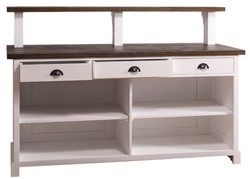 Casa Padrino comptoir de bar de style campagnard avec 3 tiroirs blanc / brun foncé 180 x 68 x H. 120 cm - Mobilier de Style Campagnard