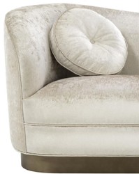 Casa Padrino Luxury Living Room Sofa White-Beige / Bronze 230 x 85 x H. 82 cm - Curved Luxury Couch with 2 Decorative Cushions