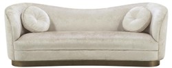 Casa Padrino Luxury Living Room Sofa White-Beige / Bronze 230 x 85 x H. 82 cm - Curved Luxury Couch with 2 Decorative Cushions