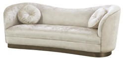 Casa Padrino Luxury Living Room Sofa White-Beige / Bronze 230 x 85 x H. 82 cm - Curved Luxury Couch with 2 Decorative Cushions