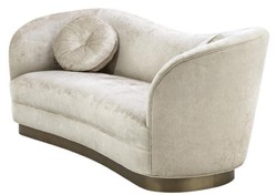 Casa Padrino Luxury Living Room Sofa White-Beige / Bronze 230 x 85 x H. 82 cm - Curved Luxury Couch with 2 Decorative Cushions