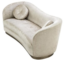 Casa Padrino Luxury Living Room Sofa White-Beige / Bronze 230 x 85 x H. 82 cm - Curved Luxury Couch with 2 Decorative Cushions