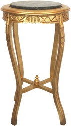 Casa Padrino Tavolino Barocco con Piano in Marmo Oro / Nero Ø 40 x H. 69 cm - Tavolino Rotondo Stile Antico Intagliato a Mano Casa Padrino Tavolino Barocco con Piano in Marmo Oro / Nero Ø 40 x H. 69 cm - Tavolino Rotondo Stile Antico Intagliato a Mano
