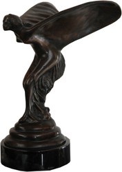 Casa Padrino Scultura in Bronzo di Lusso Signora con le Ali Bronzo / Nero 15 x 17 x H. 21 cm - Figura di Bronzo Nobile con Base in Marmo