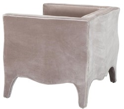 Casa Padrino fauteuil de salon en velours de luxe gris 100 x 79 x H. 75 cm - Meubles de Salon