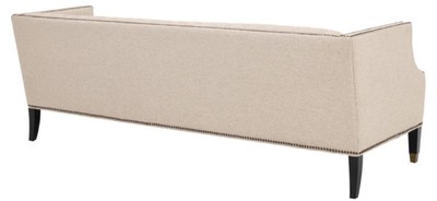 Casa Padrino Luxus Sofa Sandfarben / Schwarz / Antik Messingfarben 210 x 80 x H. 75 cm - Wohnzimmermöbel