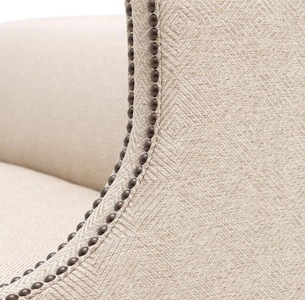 Casa Padrino Luxus Sofa Sandfarben / Schwarz / Antik Messingfarben 210 x 80 x H. 75 cm - Wohnzimmermöbel