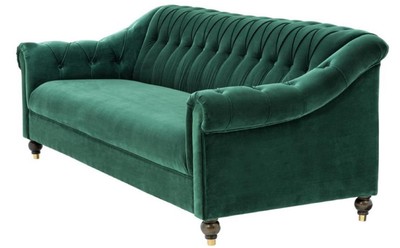 Casa Padrino Luxus Chesterfield Wohnzimmer Sofa Grün / Braun / Gold 230 x 90 x H. 81,5 cm - Luxus Qualität