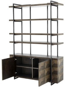 Casa Padrino Luxus Regalschrank mit 2 Türen Braun / Bronze 140 x 40 x H. 200 cm - Wohnzimmerschrank
