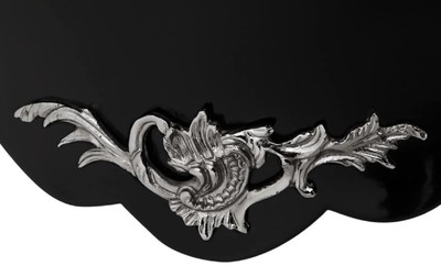 Casa Padrino Luxus Barock Kommode mit 2 Schubladen und Marmorplatte Hochglanzschwarz / Silber / Schwarz 100 x 53 x H. 85 cm - Luxus Möbel im Barockstil