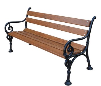 Casa Padrino Art Nouveau Garden Bench with Armrests Brown / Black 150 x 40 x H. 76 cm - Garden Furniture