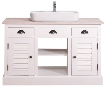 Casa Padrino country style washbasin cabinet white / light gray 120 x 51 x H. 75 cm - Washbasin Cabinet with 2 Doors and 3 Drawers