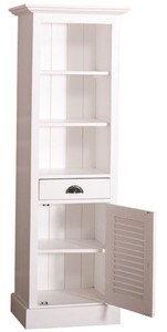 Casa Padrino Landhausstil Badezimmerschrank mit Tür und Schublade Weiß 54 x 41 x H. 160 cm - Badezimmermöbel im Landhausstil 