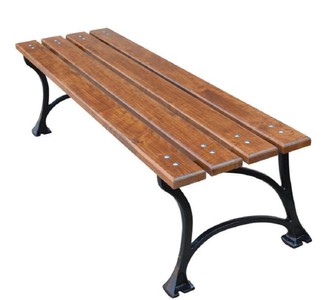 Casa Padrino Art Nouveau Garden Bench without Backrest Brown / Black 150 x 43 x H. 42 cm - Bench Park Bench Wooden Bench - Garden Furniture