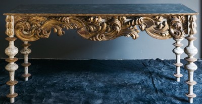 casa padrino luxus barock antik stil massivholz konsole konsolentisch tisch mit marmorplatte wohnzimmer hotel büro möbel 