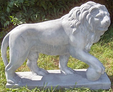 Casa Padrino escultura decorativa de lujo león con bola derecha gris 75 x 22 x H. 58 cm - Magnífica Decoración de Jardín