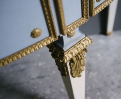 Casa Padrino Console Baroque de Luxe Bleu / Blanc / Or 150 x 75 x H. 91 cm - Console Fait à la Main de Style Ancien