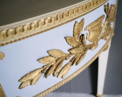 Casa Padrino Console Baroque de Luxe Bleu / Blanc / Or 150 x 75 x H. 91 cm - Console Fait à la Main de Style Ancien