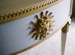 Casa Padrino Console Baroque de Luxe Bleu / Blanc / Or 150 x 75 x H. 91 cm - Console Fait à la Main de Style Ancien