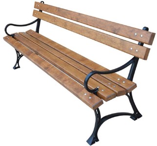 Casa Padrino Art Nouveau Garden Bench Brown / Black 180 x 40 x H. 75 cm - Bench with Armrests - Garden Furniture