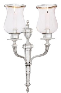 Casa Padrino portacandele da parete di lusso argento antico 33 x 18 x H. 56 cm - Decorazione Murale Hotel & Ristorante