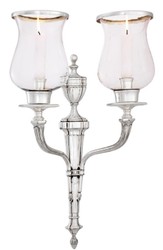 Casa Padrino portavela de pared de lujo plata antigua 33 x 18 x H. 56 cm - Decoración de Pared para Hoteles y Restaurantes