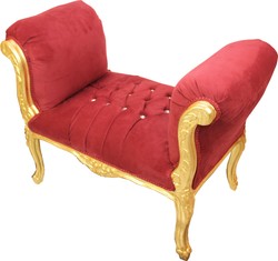 Taburete Taburete Casa Padrino, estilo Burdeos / Dorado con pedrería Bling Bling - muebles de banco