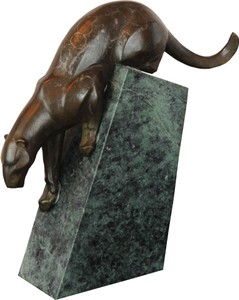 Scultura di pantera in bronzo di lusso su base di marmo di Casa Padrino - statuetta in stile antico - heavy duty Scultura di pantera in bronzo di lusso su base di marmo di Casa Padrino - statuetta in stile antico - heavy duty