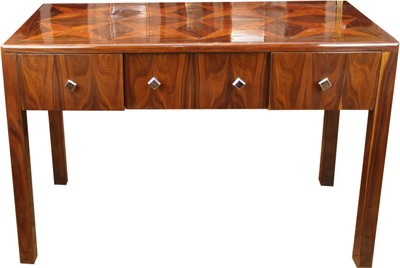 Casa Padrino Art Deco Secretary Brown con incrustaciones de 129 x 66 x H86 con 3 cajones - escritorio de diseño