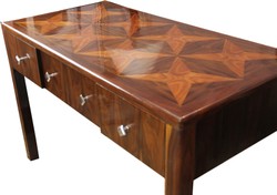 Casa Padrino Art Deco Secretary Brown inlaid 129 x 66 x H86 with 3 drawers - designer desk Casa Padrino Art Deco Secretary Brown inlaid 129 x 66 x H86 with 3 drawers - designer desk