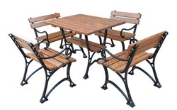 Casa Padrino Art Nouveau Garden Furniture Set Table & 4 Chairs with Armrests Brown / Black 100 cm - Garden Table and Garden Chairs