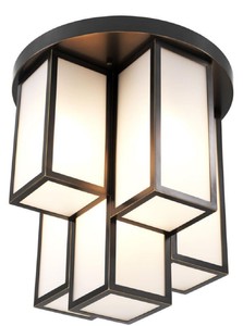 Casa Padrino lámpara de techo de lujo bronce / blanco Ø 50 x H. 53,5 cm - Calidad de Lujo