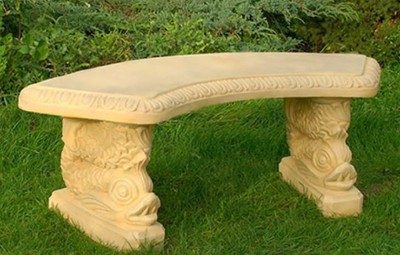 Casa Padrino Garden Bench / Park Bench Sand 138 x 45 x H. 49 cm - Curved Garden Bench in Oriental Style - Garden Furniture