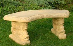 Casa Padrino Garden Bench / Park Bench Sand 138 x 45 x H. 49 cm - Curved Garden Bench in Oriental Style - Garden Furniture
